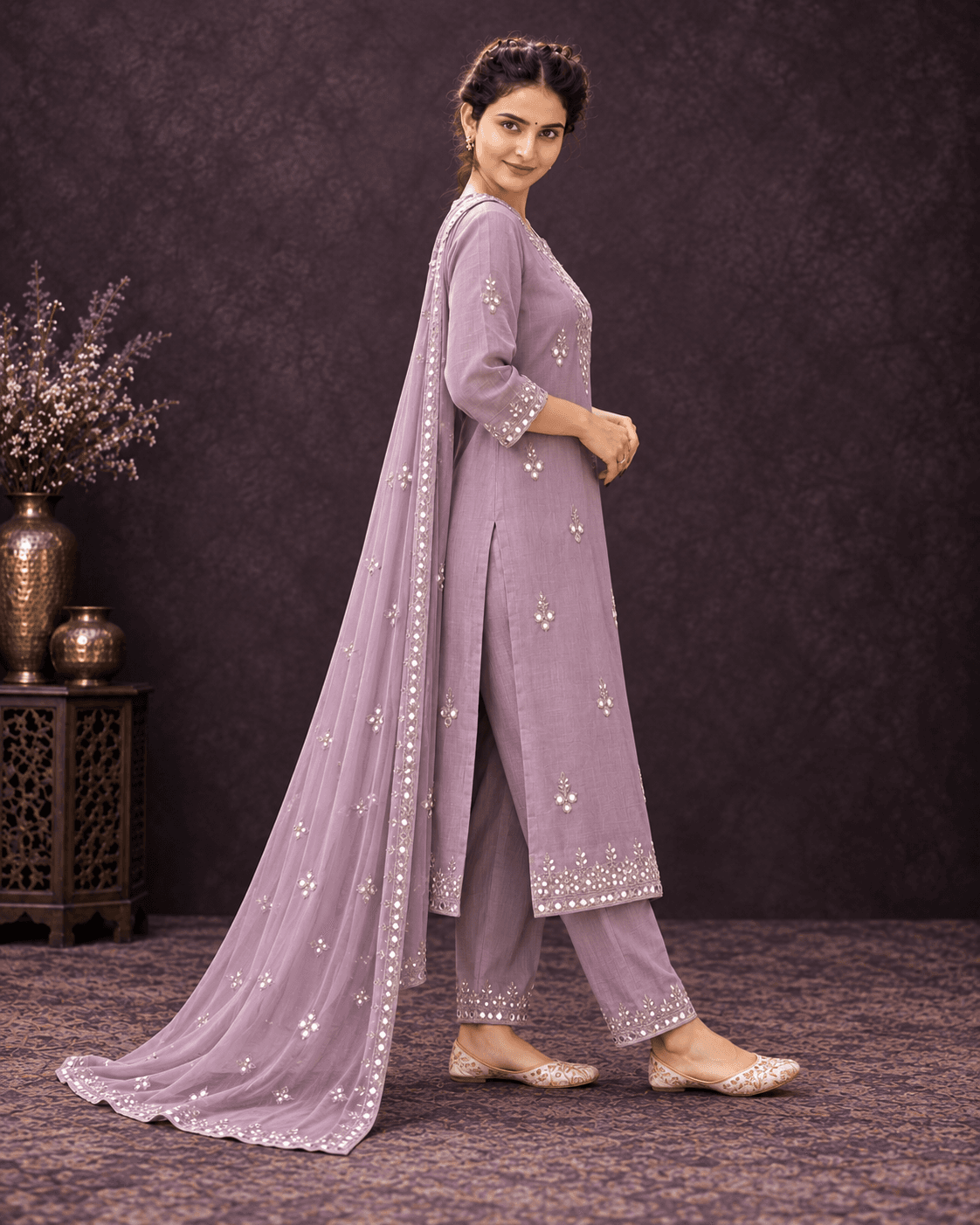 HIDI Anarkali Kurta Grey set photo 1