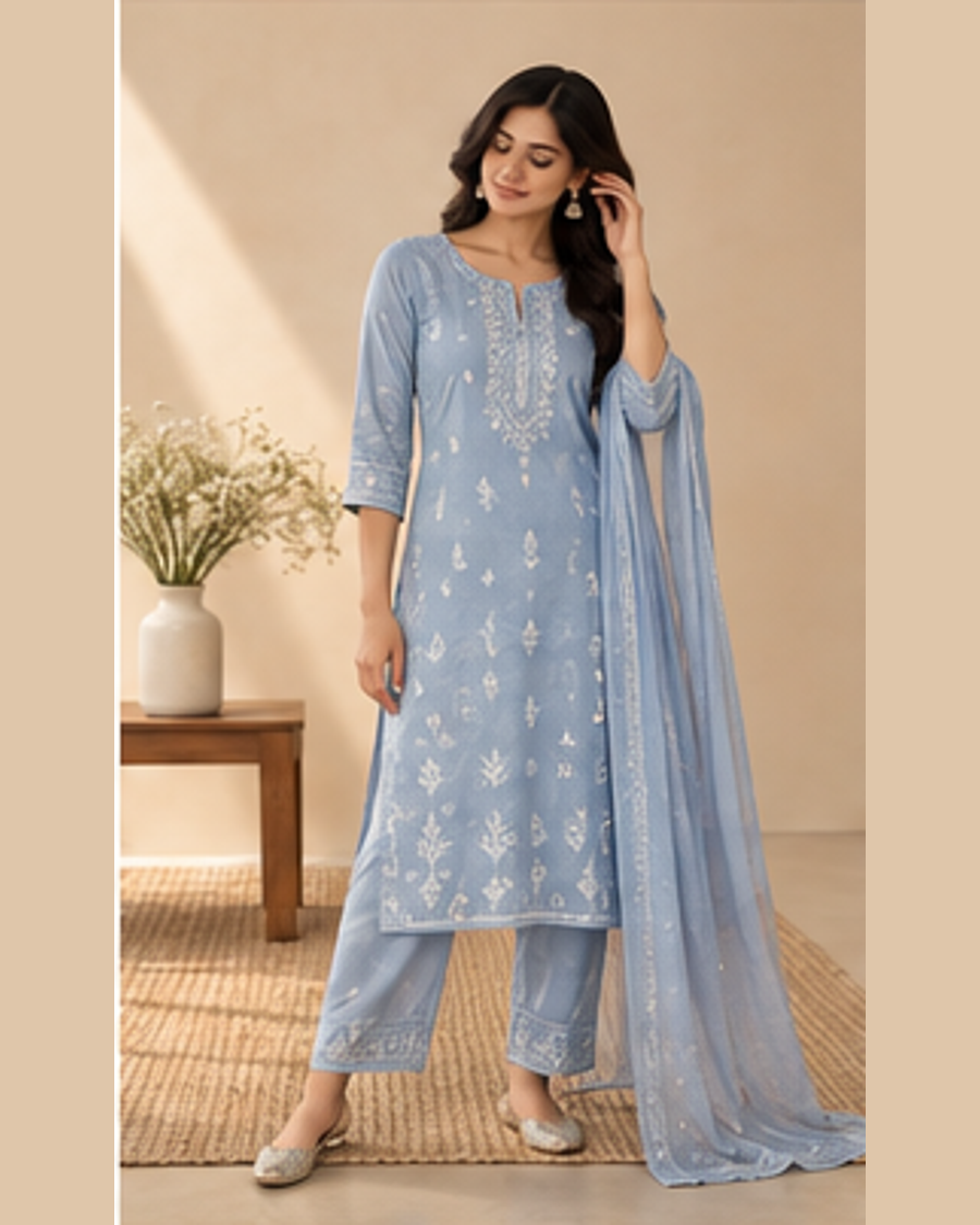 Diya Blue Everyday Kurta front view