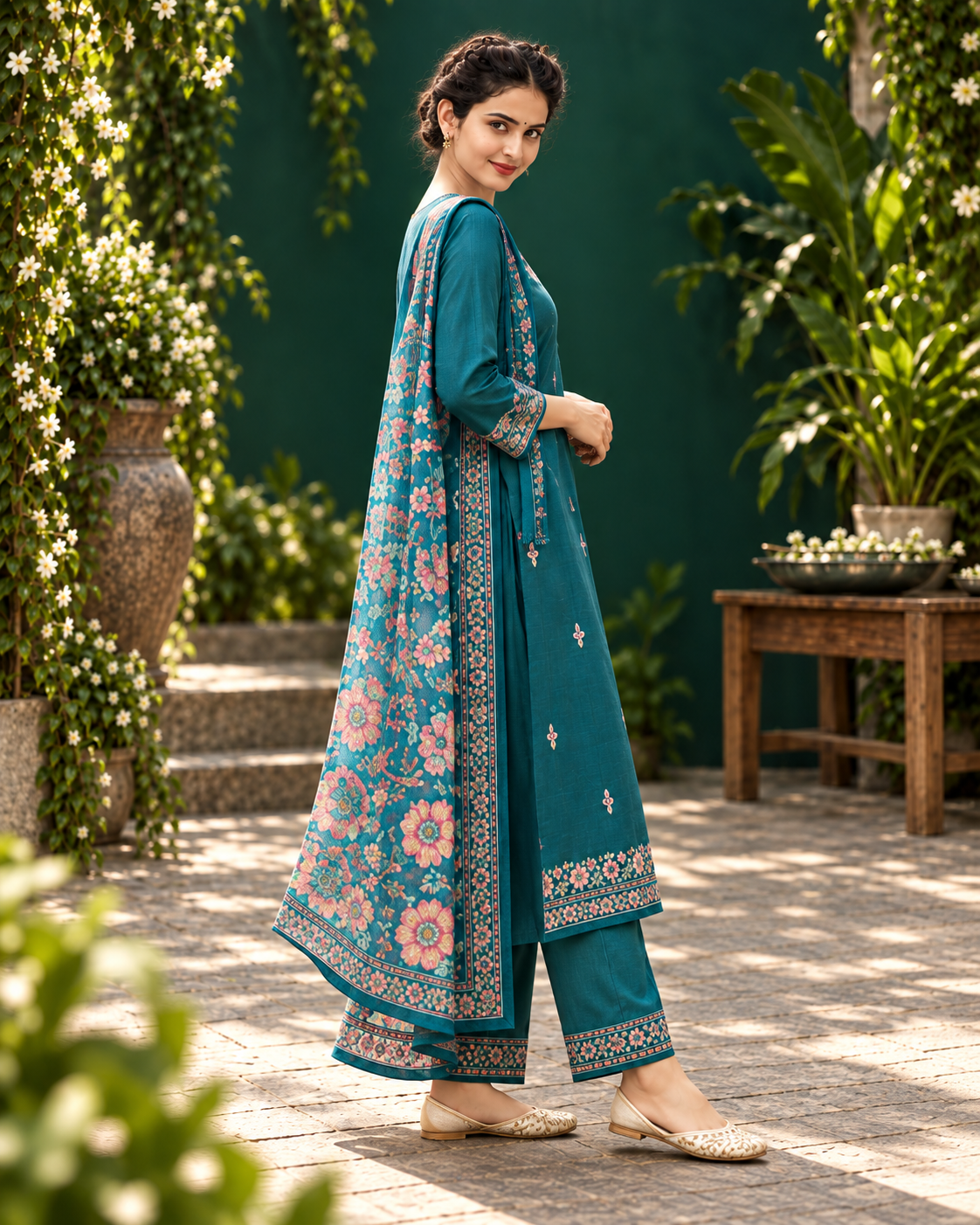 HIDI Riya teal Kurtha Set photo 3